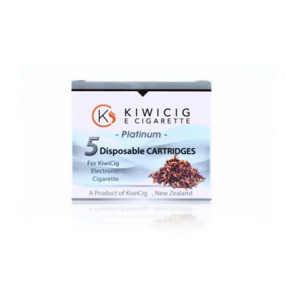 A pack of 5 Platinum flavoured Disposable KiwiCig Cartridges